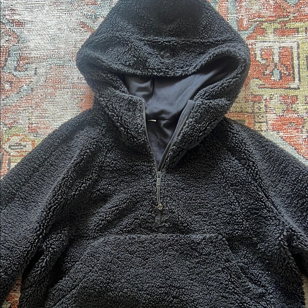 NWOT! Lululemon Teddy Black Fleece Scuba 1/2 zip Hoodie Pullover Jacket xs s - Picture 7 of 8
